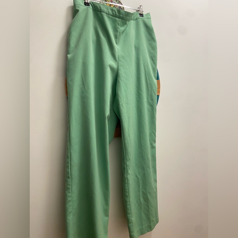 Alfred Dunner High Waist Mint Green Work Pants